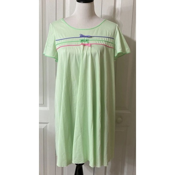 Vintage 2 Pc Lorraine Green Nylon Babydoll Nightgown and Robe Peignoir - Picture 7 of 16